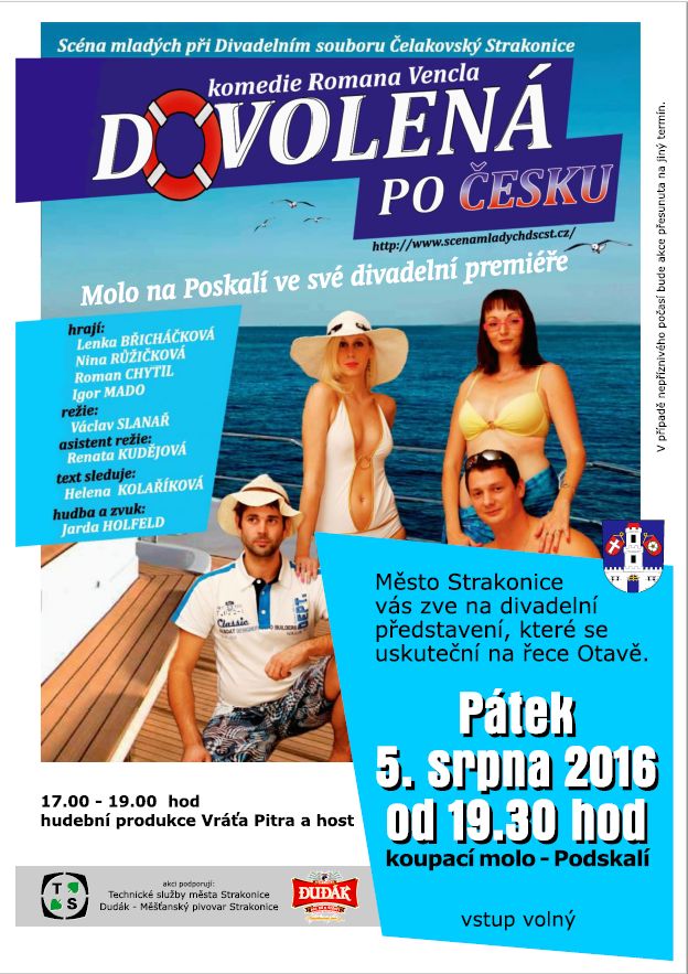 Plakát u příležitosti divadelní premiéry na nově otevřeném koupacím mole Na Podskalí